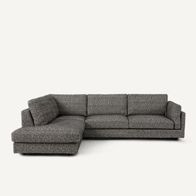 Omvormbare hoekbank met longchair, bouclettestof, César