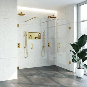Brauer JC profielloze niscabine XL 220x200cm met 60cm deuren goud geborsteld