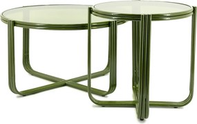Retro Bijzettafel Glas Groen - 42 X 42cm.
