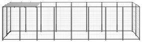 vidaXL Hondenkennel 4,84 m² staal zwart