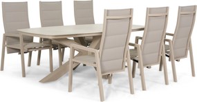 Tuinset 6 personen 220 cm Aluminium Taupe Lifestyle Garden Furniture Essence/Belluno
