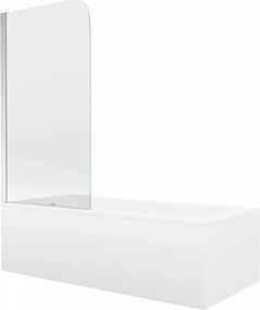 Mexen Cubik rechthoekig bad 150 x 70 cm met ombouw en 1-delige wand 70 cm, transparant, chroom - 550315070X9007010100