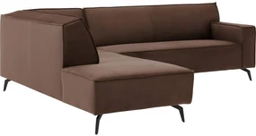 Goossens Basic Hoekbank Edolo bruin, stof, urban industrieel met ligelement links