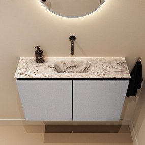 Mondiaz Ture DLux toiletmeubel 80cm plata met wastafel glace midden zonder kraangat