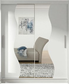 Kledingkast Closico 134, Wit, 200x150x58cm, 117 kg, Kledingkast deuren: Schuivend, Aantal planken: 5, Aantal planken: 5