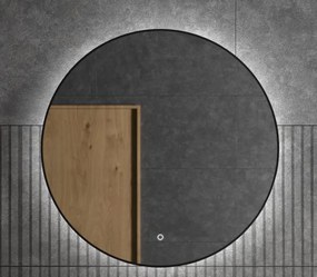 Muebles Globe ronde spiegel zwart met LED-verlichting 100cm