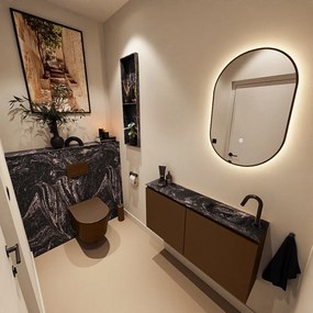 Mondiaz Ture DLux toiletmeubel 100cm rust met wastafel lava rechts met kraangat