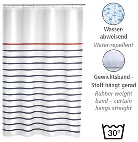 Wenko douchegordijn 180x200cm Marine inclusief ringen