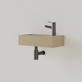 Sanigoods Nano fontein rechts cappuccino met kraangat 36x18cm