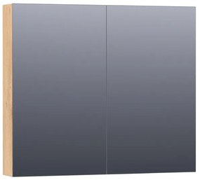 Saniclass Plain Spiegelkast - 80x70x15cm - 2 links/rechtsdraaiende spiegeldeuren - MFC - nomad SK-PL80NM