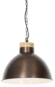 Vintage hanglamp hout met koper koper - Pointer Industriele / Industrie / Industrial, Landelijk / Rustiek E27 rond Binnenverlichting Lamp