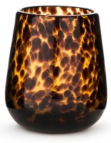 Set van 2 kaarshouders in amberkleurig glas, Fauvita