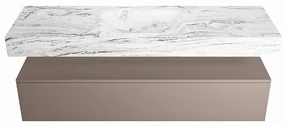 Mondiaz Alan DLux badmeubel 150cm smoke 1 lade met wastafel glace midden zonder kraangat