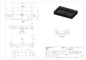 Forzalaqua Taranto wastafel 50x30cm zonder kraangat graniet gekapt