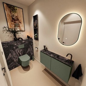 Mondiaz Ture DLux toiletmeubel 100cm army met wastafel lava rechts met kraangat