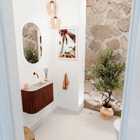 Mondiaz Joya DLux 65cm toiletmeubel ronding links/rechts ruby met wastafel faye midden zonder kraangat opalo
