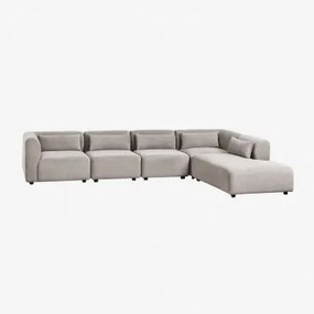 5-delige Modulaire Bank Met Rechter Chaise Longue Fogler Corduroy Licht Taupegrijs - Sklum