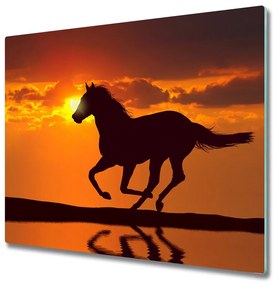 Glazen snijplank Zonsondergang paard 60x52cm