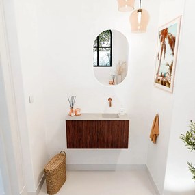 Mondiaz Joya DLux 80cm toiletmeubel ruby met wastafel faye rechts zonder kraangat opalo