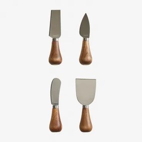 Set Van 4 Kaasmessen Van Hout En Staal Anderson Acacia Bruin - Sklum