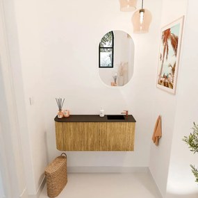 Mondiaz Joya 100cm toiletmeubel ronding links oak met wastafel faye rechts 1 kraangat urban
