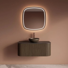 Gliss Design Alluro badmeubel ribbelfront met ronding links/rechts 100cm ash grey en zwart leisteen toppaneel