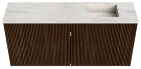 Mondiaz Joya DLux 90cm toiletmeubel walnut met wastafel faye rechts zonder kraangat ostra
