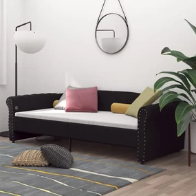 vidaXL Slaapbank met USB stof zwart 90x200 cm