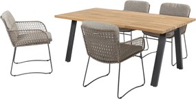 4 Seasons Outdoor Aprilla tuinset pure met Ambassador tafel met teak blad 180 x 100 cm * Sale * Tuinset houtkleur weerbestendig
