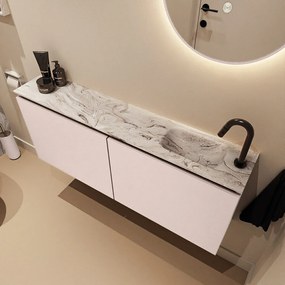 Mondiaz Ture DLux toiletmeubel 120cm rosee met wastafel glace rechts met kraangat