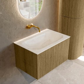 Mondiaz Kurve-dlux 70cm badmeubel dusk met 1 lade en wastafel big small midden zonder kraangat ostra
