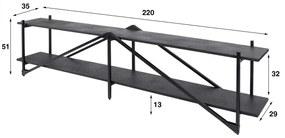 Tv-meubel 220 Cm Industrieel Minimalistisch - 220x35x51cm.