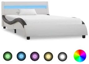 vidaXL Bedframe met LED kunstleer wit en zwart 90x200 cm