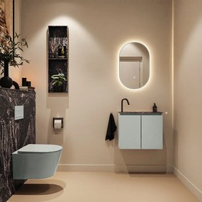 Mondiaz Ture DLux toiletmeubel 60cm greey met wastafel lava links met kraangat