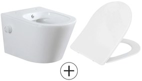 Mueller Afesta randloos toiletpot met bidetsproeier warm/koud en dunne softclose zitting wit glans