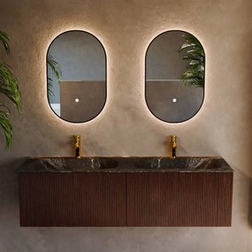 Mondiaz Kurve-dlux 150cm badmeubel ruby met 2 lades en wastafel stor small dubbel 2 kraangaten lava
