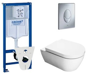QeramiQ Salina toiletset met inbouwreservoir, closetzitting met softclose en bedieningsplaat mat chroom 0729121/0729205/sw1271/