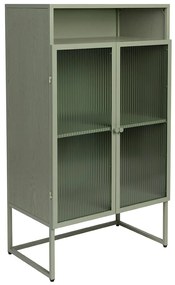 Lichtgroene Kast Met Ribbelglas - 60x35x105cm.