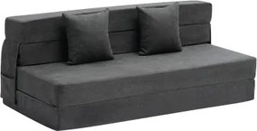 VEVOR 3-in-1 opvouwbare slaapbank met 2 kussens en wasbare hoes, omvormbare slaapbank van 25D traagschuim, bank voor woonkamer/slaapkamer, donkergrijs (Queen / 2060x1545x150mm)