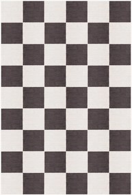 Handgeweven laagpolig wollen vloerkleed Chess Flatweave
