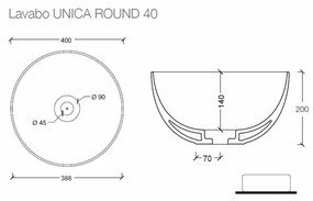 Salenzi Unica Round ronde opbouw wastafel waskom mat zwart 40x20cm