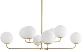 Hanglamp in messing en opaline glas, Moricio