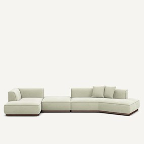 Open bank met hoek links met voetensteun in stonewashed fluweel, JACOPO