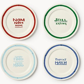 Porseleinen dinerborden Tutti met decoratief motief, 4-delig