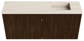 Mondiaz Joya DLux 90cm toiletmeubel walnut met wastafel faye rechts 1 kraangat meli