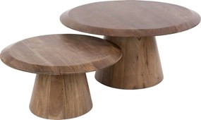 Salontafelset Rond Acacia Bruin - 80 X 80cm.