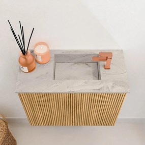 Mondiaz Joya DLux 50cm toiletmeubel oak met wastafel faye rechts 1 kraangat glace