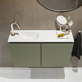 Mondiaz Ture 80cm toiletmeubel army met wastafel talc links 1 kraangat