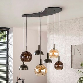 Hanglamp 4+3-lichts Bruin