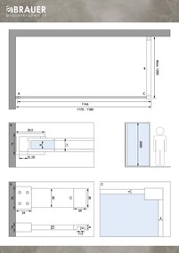 Brauer Gold Frame inloopdouche helder glas 120x200 met muurprofiel en lijst rondom goud geborsteld